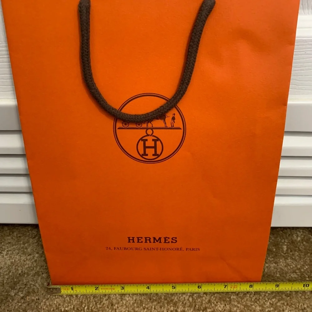 HERMES New Authentic Iconic Orange Paper Shopping Gift Bag